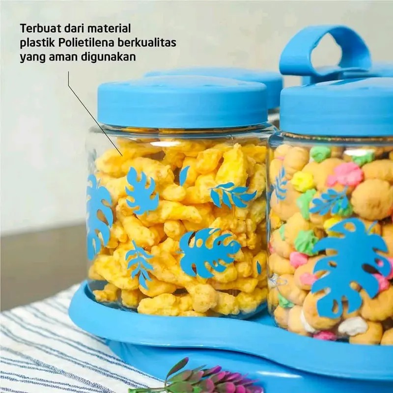 toples tempat kue kering lebaran murah Nobanana Spin Canister Set Toples kedap udara Technoplas Multifungsi Plastik 3