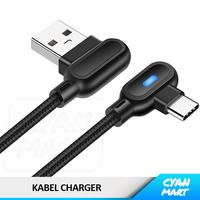 Gambar Kabel Data USB Charger Tipe C Gaming Nilon 90° L Shape USB Type-C Nylon LED Fast Charging - 1M - LED dari CyanMart Kota Administrasi Jakarta Barat 3 Tokopedia
