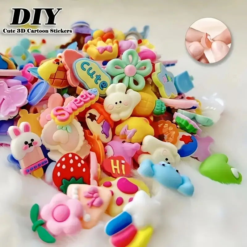 【Brew Haus】RANDOM 3D CUTE CARTOON SILICONE PATCHES FOR REFRIGERATORS, THERMOS CUPS AND MOBILE PHONE DECORATIONS - CUTE MINI DECORATIONS FOR HANDMADE CONTAINERS, THERMOS DRINK HOLDERS, REFRIGERATORS AND MOBILE PHONE