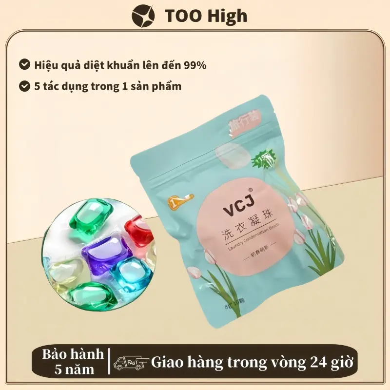 Đa Năng Viên Giặt Túi 10 Viên Giặt Lưu Hương Đậm Sâu Làm Mềm Vải 5 Trong 1 Và Không Gây Kích Ứng Da 0