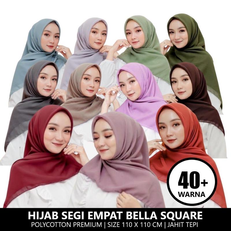 Bella Square Premium Anti Letoy | Hijab Kerudung Segi Empat Bella Square 40+ Warna 1