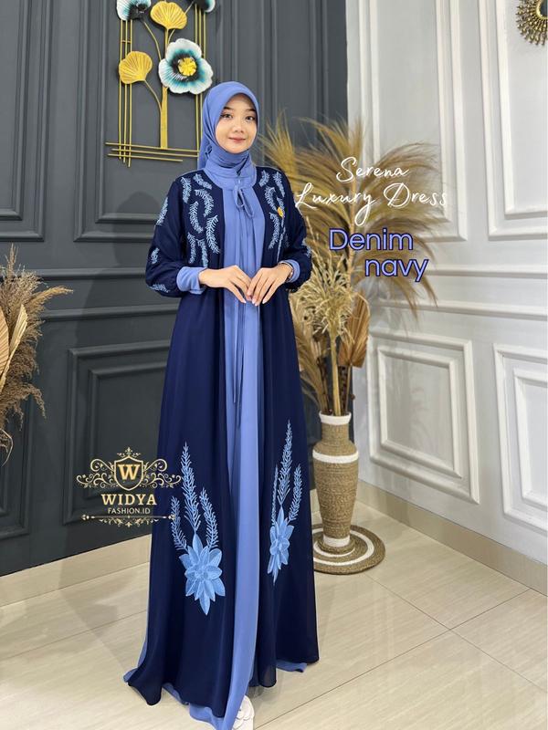 Widya Fashion Id - Serena Luxury Set Hijab Persegi Set Outher (Menyatu Tidak Terpisah) Bahan Ceruti Polos Full Furing Gamis Wanita Muslim Elegan Gamis Busui 7