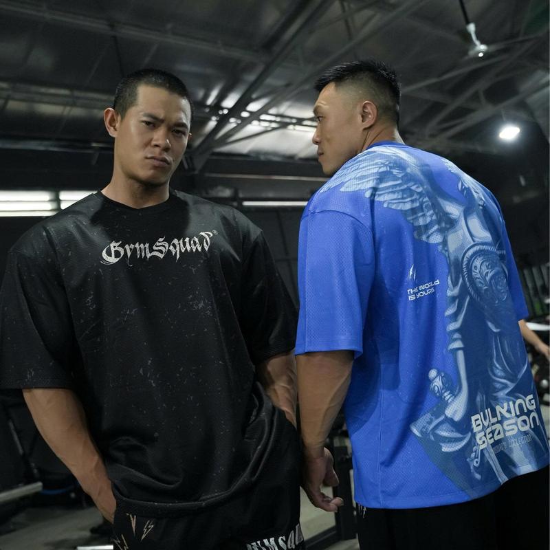 GYMSQUAD Áo Oversize Broken Angel Vải Lưới (Giặt lộn trái) Áo oversize tập gym nam