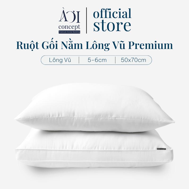  Ruột Gối Nằm Gòn Lông Vũ Premium 50x70cm À Ơi Concept - Thoáng Khí Êm Ái Như Mơ Trải Nghiệm Ngủ Tối Ưu 
