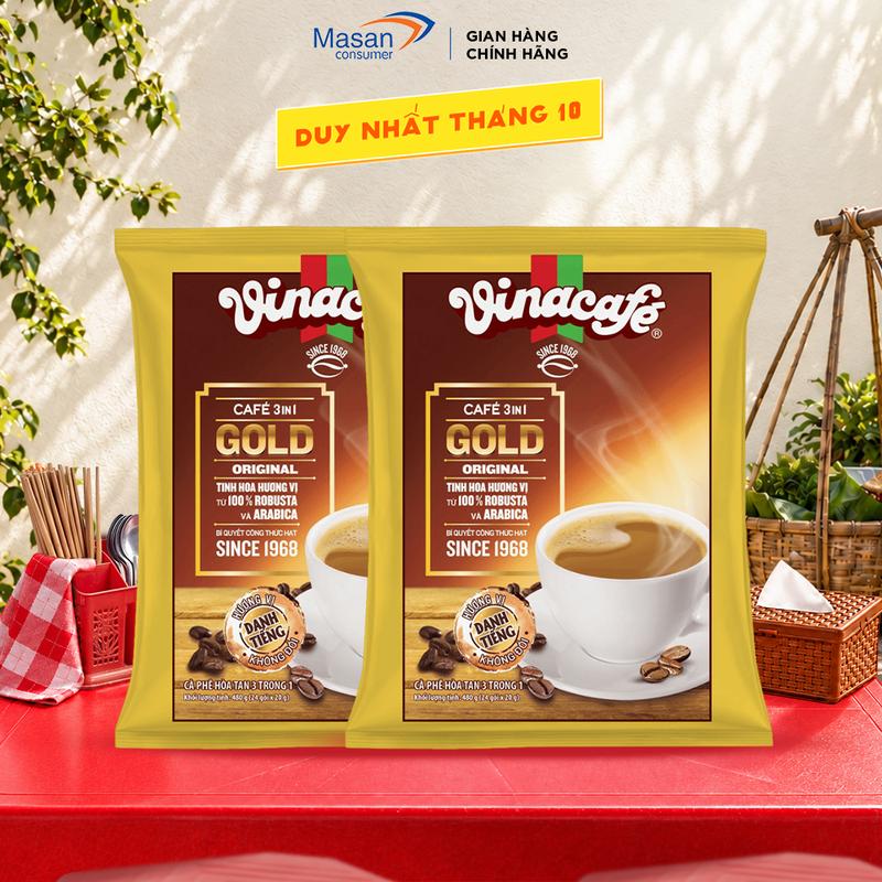 Combo 2 Cà Phê Vinacafé 3In1 Gold Original Túi 24 gói x 20gr