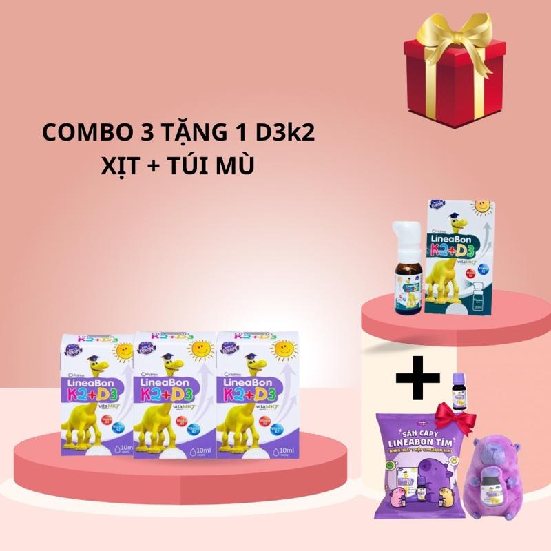    COMBO 3 TẶNG 1 D3K2 XỊT + TÚI MÙ    Combo 3 vitamin d3k2 lineabon 10ml 15ml dạng xịt hỗ trợ sức khỏe  đủ tem phụ qr 