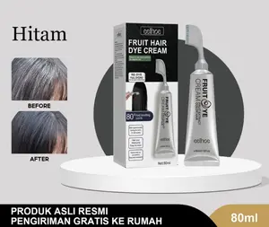 EELHOE Fruit Hair Dye Cream–Hitam 80ml Pewarna Rambut Fruity–Cream Pewarna Uban dengan Sisir, Tanpa Bleaching, Wangi Buah