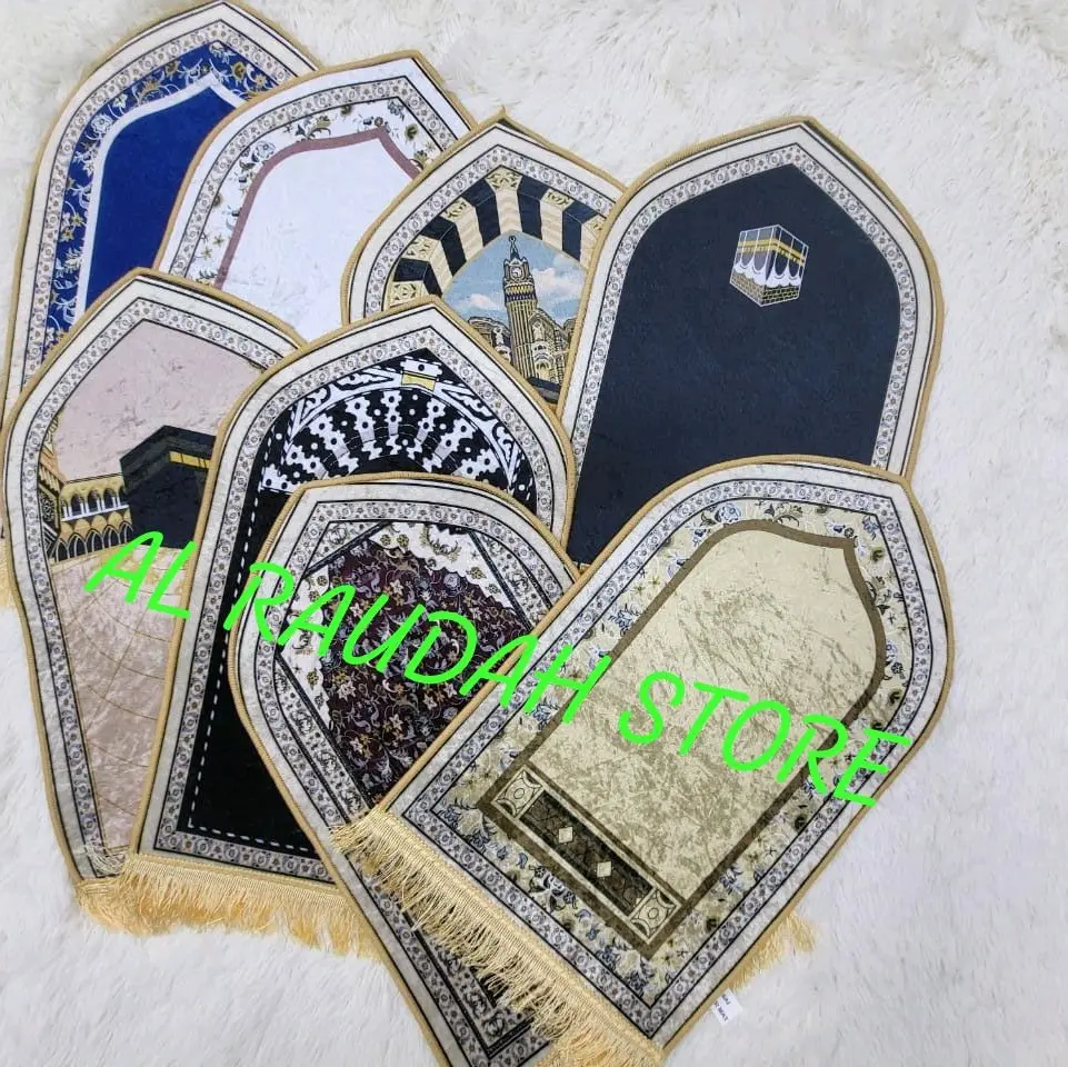 HOT OFFER SEJADAH HARAMAIN MUKA VELVET ANTI SLIP SHINING 65X35cm GIFT PACK GOOD QUALITY WHOLESALE PRICE
