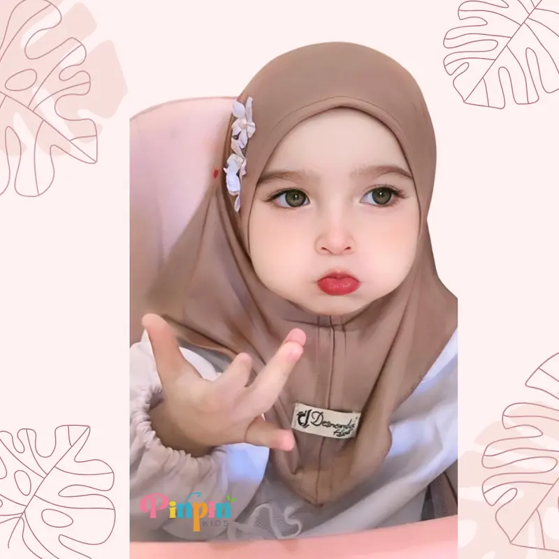 Pinpin Kids - Jilbab Anak Bayi Newborn MAURIN FLOWER / Hijab Baby / Kerudung Anak Perempuan Usia 0-1 Th Motif Bunga 2
