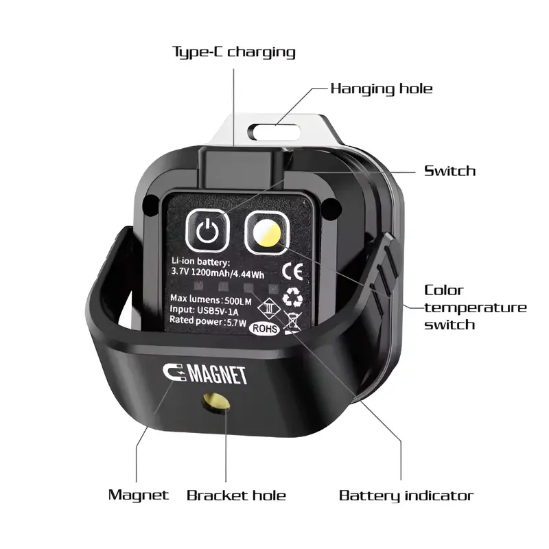 H2S Lampu Mini Gantung Camping HS500L 3 Temperatur LED Light COB 7