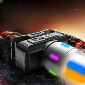 SENTER KEPALA LED KX-1832 100WATT 3 WARNA CAHAYA (PUTIH KUNING & BIRU) - MODE ZOOM - MODE SENSOR - CHARGER USB TYPE C