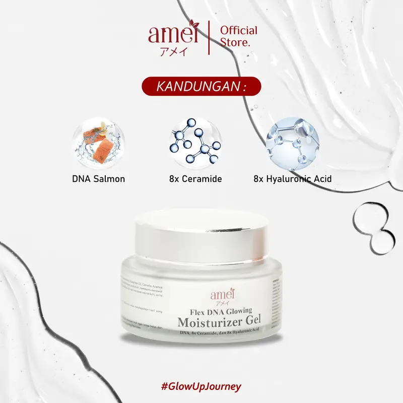 Amei Paket Bundling Flek Dna Glowing Moisturizer Gel 30g & Sunscreen SPF 30 PA++++ 50 Ml - Membantu Memudarkan Flek Hitam - Mencegah Flek Hitam - Mencerahkan Warna Kulit - Melindungi Dari Sinar UVA & UVB Wajah 1