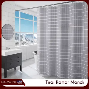 Tirai Kamar Mandi Gorden Anti Jamur Waterproof Motif Cantik Shower Curtain Bahan Peva Tebal Free Ring Pengait