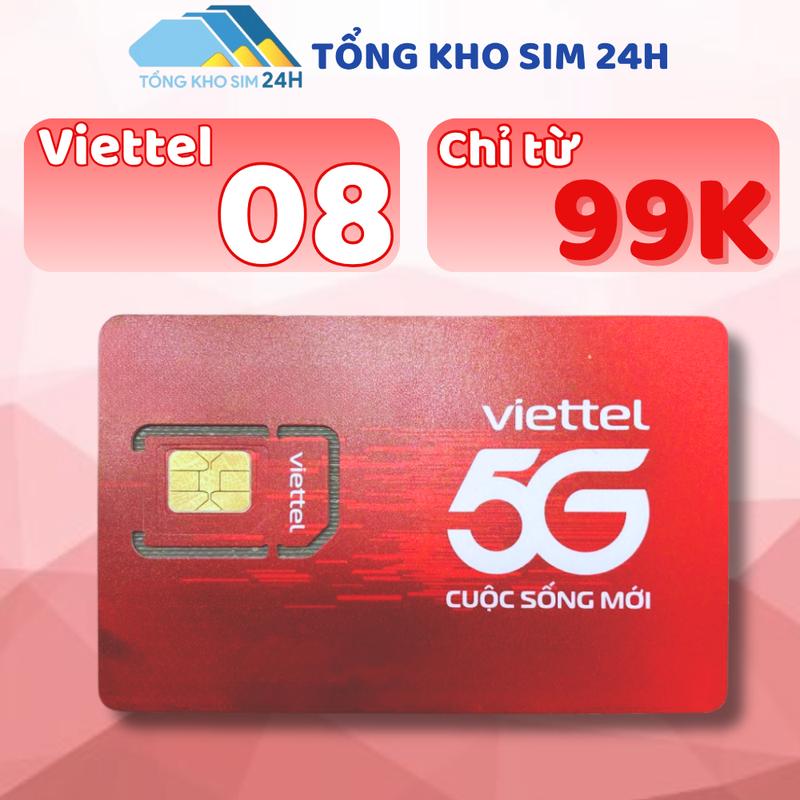 Sim Giá Rẻ Viettel Đầu 08 Giá Chỉ Từ 99k sim trả trước dễ nhớ sim số đẹp nghe gọi DKCC mới dùng được sim