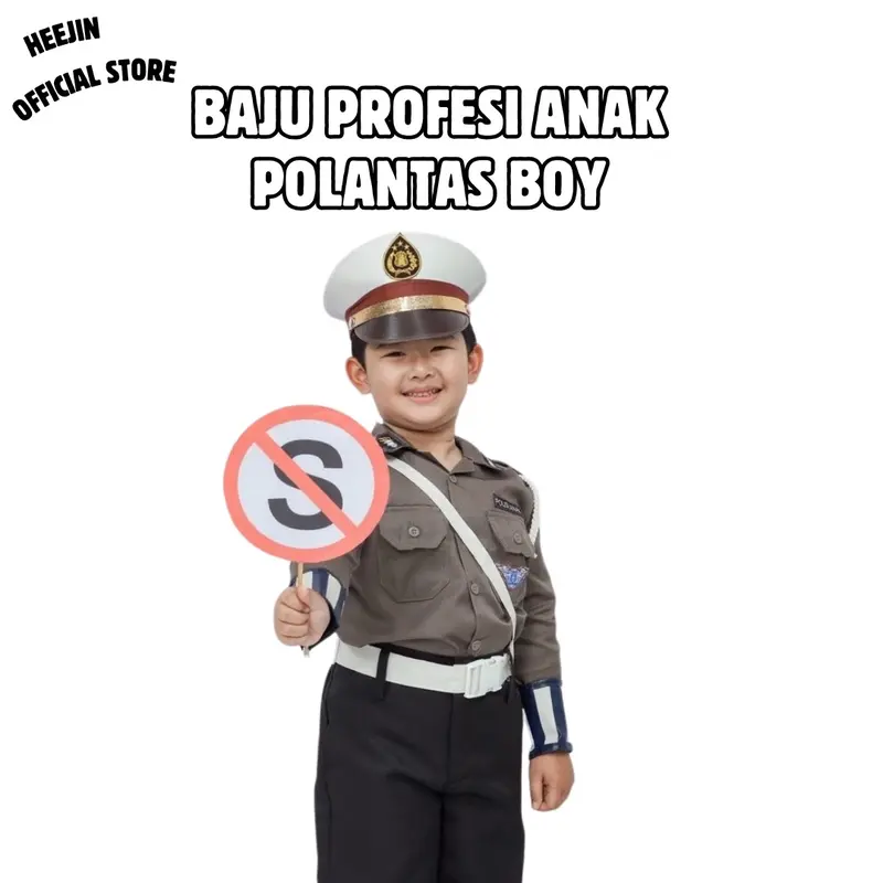 HEEJIN Baju Profesi Anak Polisi Polantas Laki-Laki Perempuan Seragam Karnaval TK PAUD RA Usia 3-7 Tahun Fashion 0