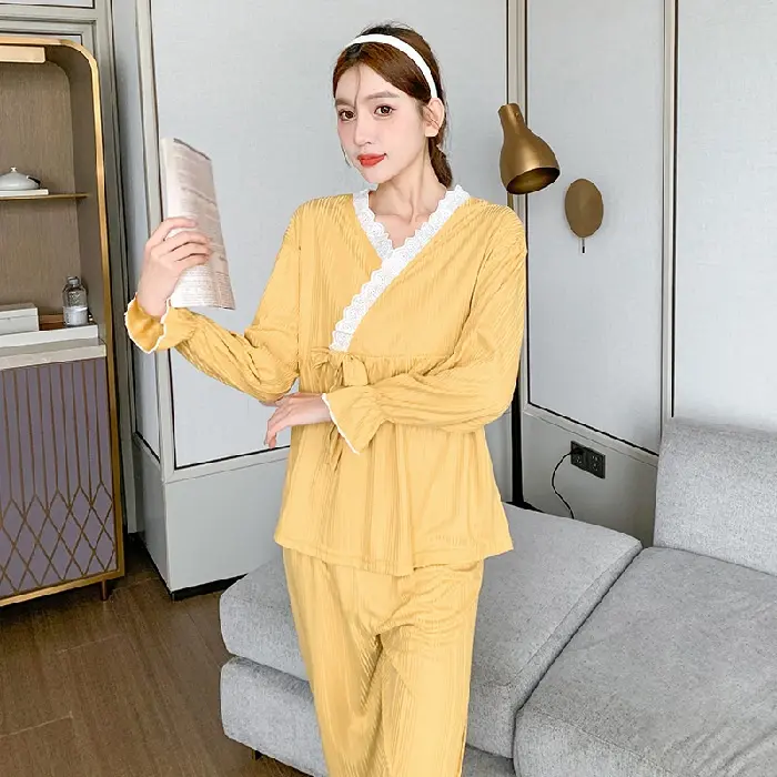 La Survie Piyama Wanita Model Kimono Pita Lengan Panjang Celana Panjang PP