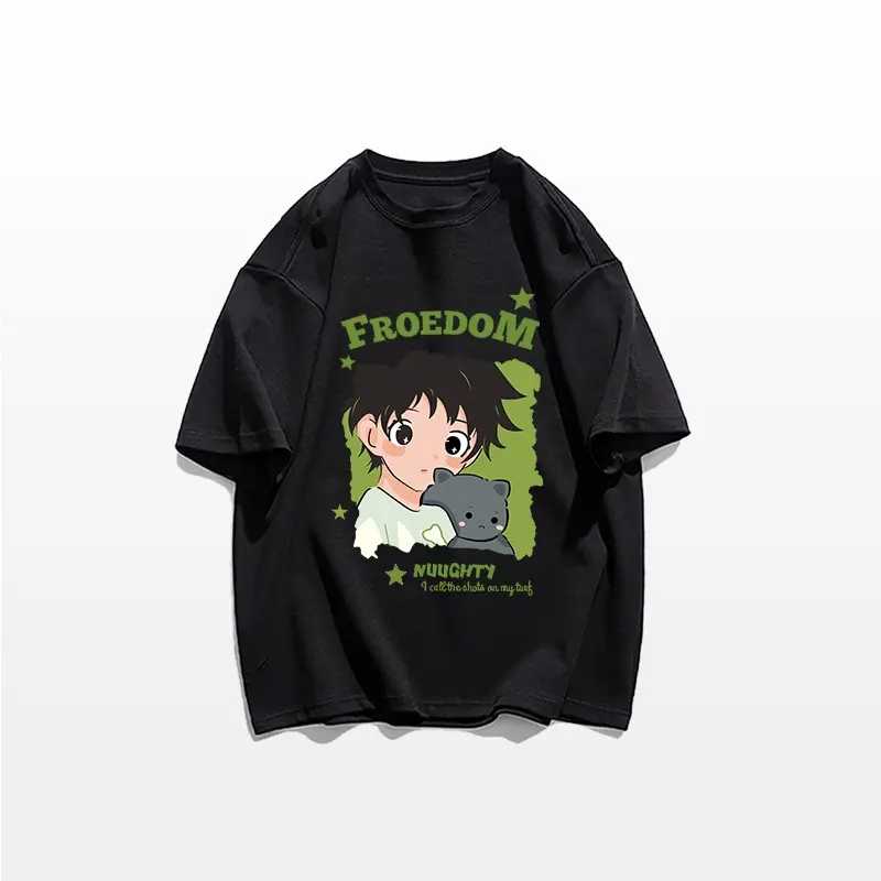 Áo Thun Unisex Tay Ngắn Ngoại Cỡ, 100% Cotton, Áo Thun Nữ Ngoại Cỡ, Áo Thun Rộng Thùng Thình, Hoạt Hình, Baju Perempuan LIVE Murah 4