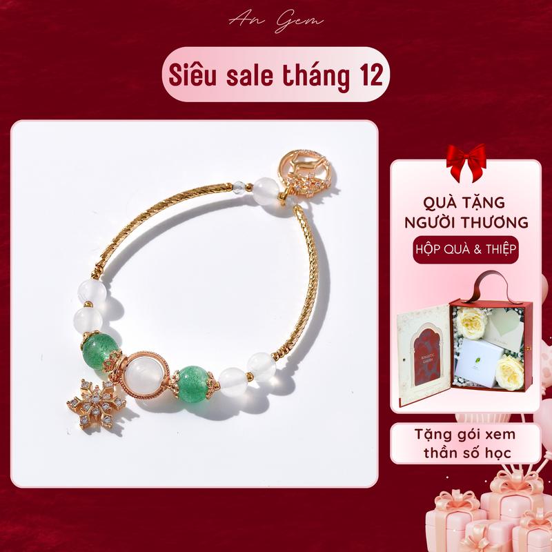 Vòng tay nữ Giáng Sinh mix đá tự nhiên phong thuỷ An Gem lắc tay charm tuần lộc bông tuyết phối đá năng lượng phụ kiện Bracelet quà tặng sinh nhật giáng sinh Noel Tết Valentine TẶNG GÓI XEM THẦN SỐ HỌC