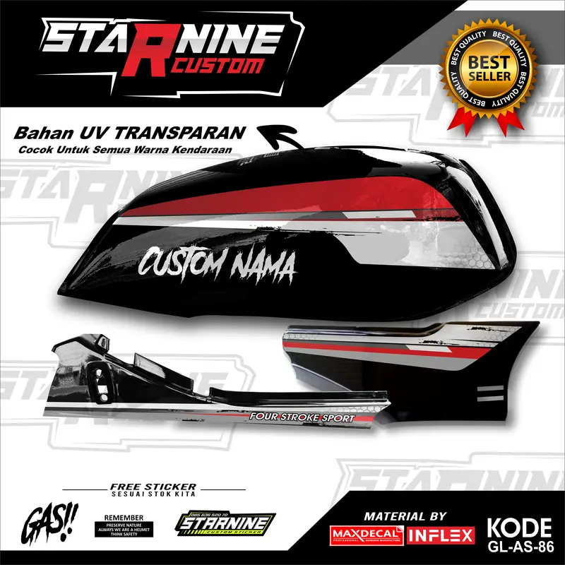 striping gl simpel bisa custom nama stiker gl hologram kode GL-SR-25 3