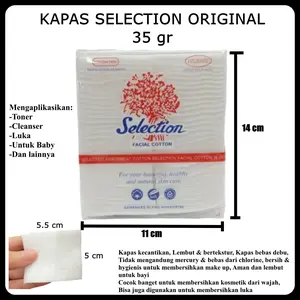 Kapas Selection Original Cotton 100% untuk wajah, luka, baby dan tidak mengandung merkuri dan klorin