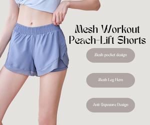 Mesh Workout Peach-Lift Shorts – Seamless, Naked Feel Yoga Shorts with Pockets for Women [YA21]