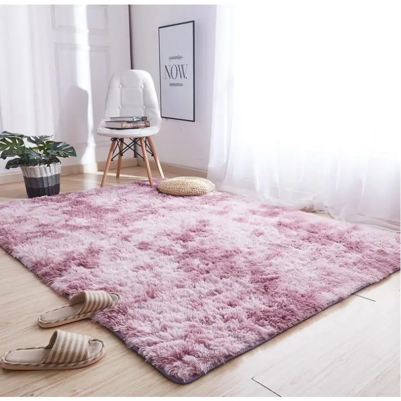 Long Wool Carpet Gradient Tie-Dye European-Style Home Living Room Bedroom Bedside Carpet Carpet Internet Celebrity Ins Nordic Plush Floor Mat