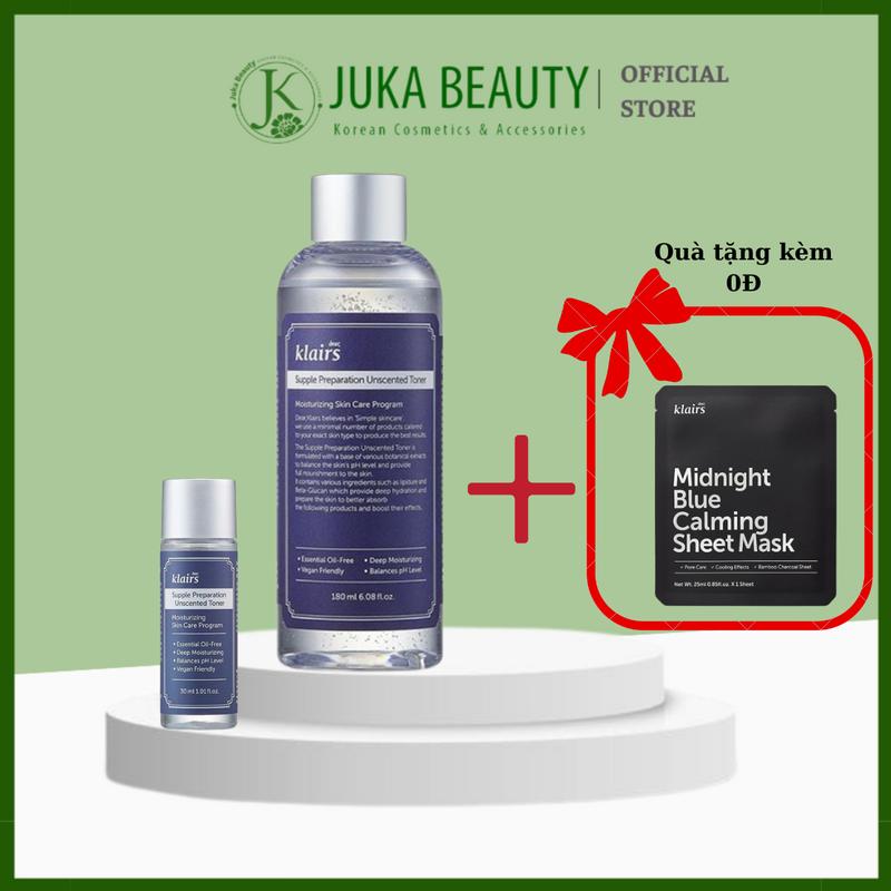 Nước hoa hồng KHÔNG MÙI Klairs Supple Preparation Unscented Toner Làm Đẹp Da Skincare Dưỡng Ẩm Da Dưỡng Da Mặt toner quoc dan