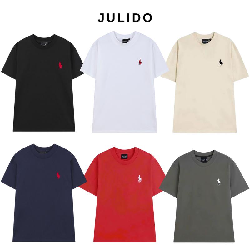 Combo 2 Áo phông trơn cotton basic logo thêu Cổ Tròn Menswear Nam JULIDO