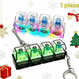 1 pieza, llavero luminoso para alivio del estrés de teclado, botón de reducción de presión cuatro en uno, regalo para aliviar el estrés, soporte de llaves para mochila