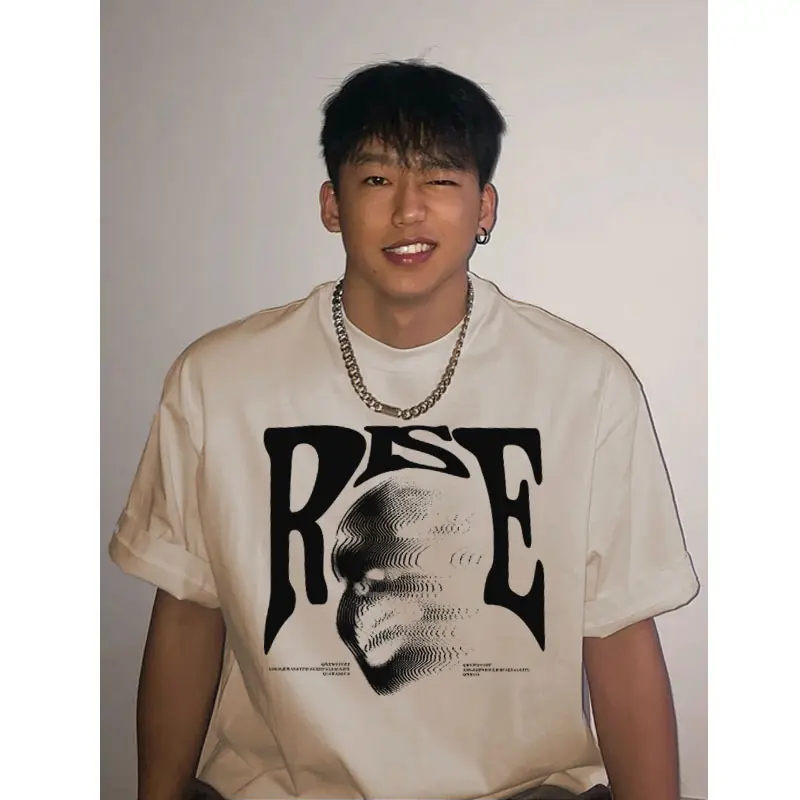 MMBDL |T2985|T3001| America retro style T-shirt Oversaize Distorted portrait printl Kaos Hitam Metallica Kaos pria dan wanita hip hop 3