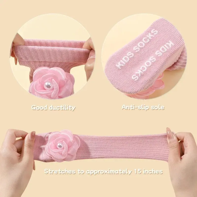 1 Set Sweet Lace Rose Flower Baby Socks Hair Band Set Infant Toddler Non Slip Breathable Short Socks Newborn Headband Sets Gift 4
