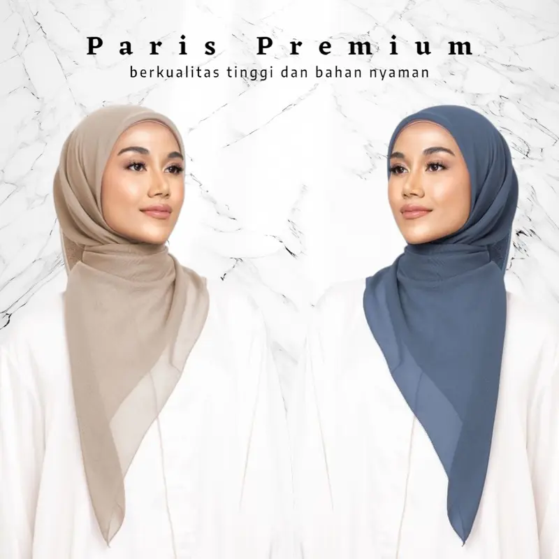 Hijab Segiempat Paris Premium Berkualitas Tinggi Katun Viskosa Lembut Nyaman Kerudung Wanita Muslim Dewasa Square Tebal Instan hijab pashmina segi empat - finishing jahit tepi 0