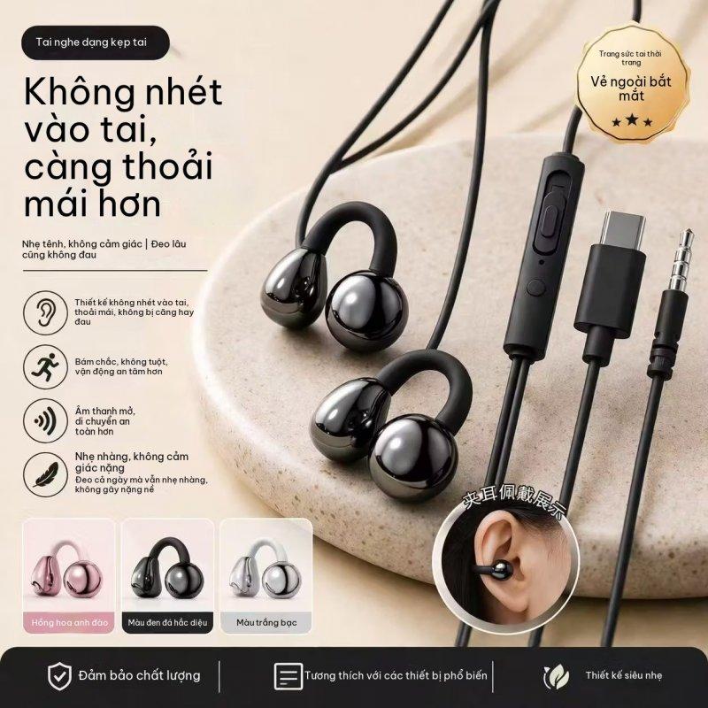 Tai nghe kẹp tai Type-C Tai nghe có dây Bone Conductive Mở Không vào tai Lâu Không đau Điện thoại di động phổ quát Tai nghe