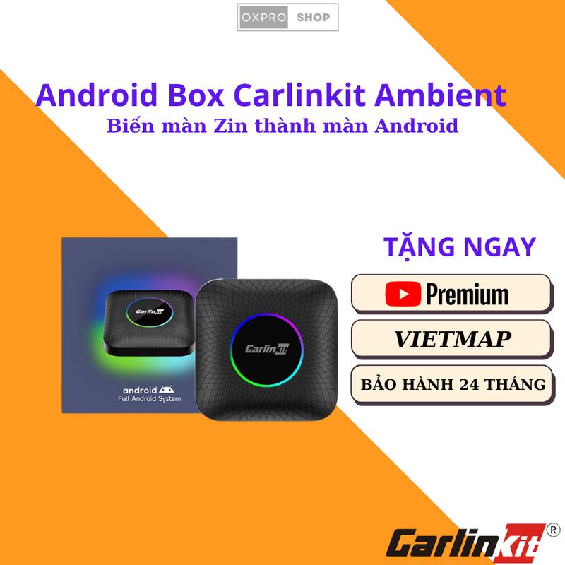 Bộ Android Box Chính Hãng Carlinkit Tbox Ambient Led Qualcomm 6225 tặng youtube premium , Vietmap S2 cho ô tô, Bảo hành 2 năm