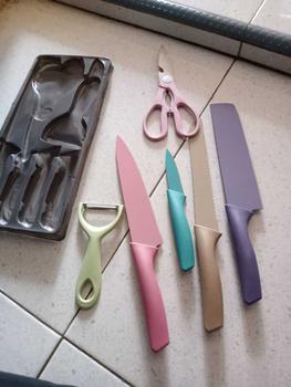 Product Review of Pisau Set 6IN1 Warna Warni Kode 600 - Corrugated Kitchen Knife Kitchenware - Pisau Roti - Pisau Stainless from P** B**k 1