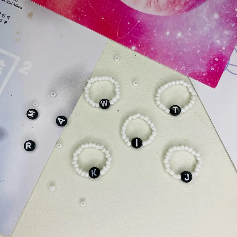 Beads Ring Costum Huruf/cincin manik huruf abjad 1