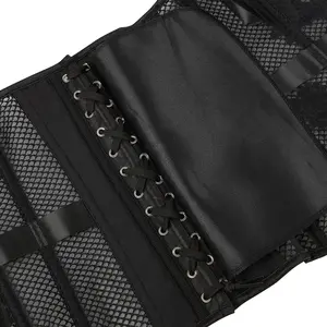 Women's Sexy Corsets and Bustiers Tops Plus Size Mesh Black Breathable Hollow Out Lingerie Corset Overbust Lace Up Corsets