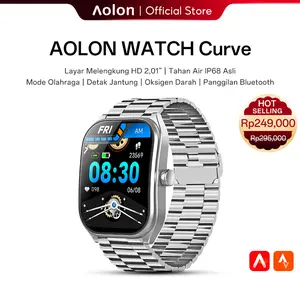 Aolon Curve Jam Tangan Pintar 2024 IP68 Tahan Air Layar IPS Melengkung Kecepatan Lari DIY Wallpaper Pemantauan Kesehatan Olahraga Luar Ruangan