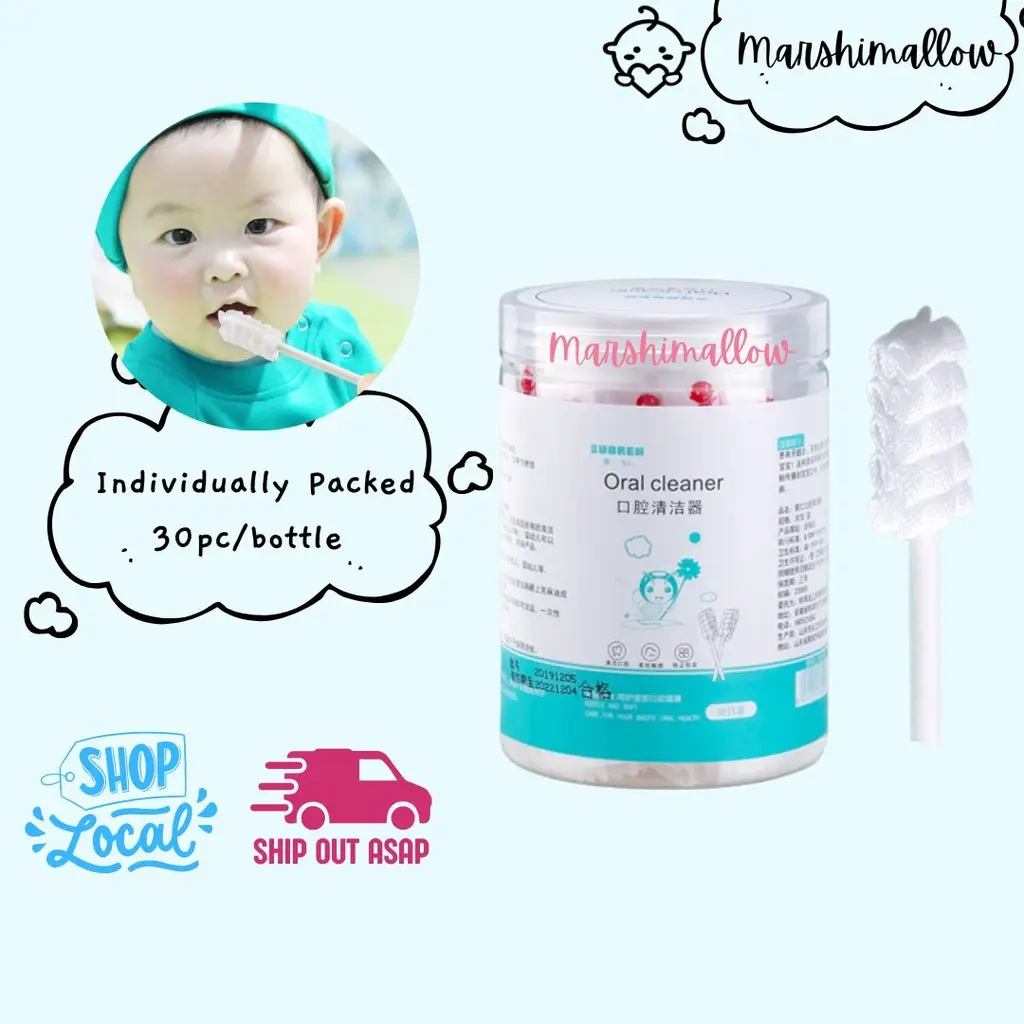 [Local shop] 30pc per Bottle Disposable Baby Oral Cleaner Tongue Cleaner Infant Newborn Toothbrush Gum Remove Milk Stain
