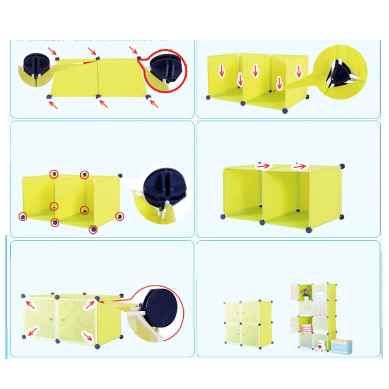 Bedola Lemari plastik bedside table kartun rak buku susun  anak 3 kotak 2