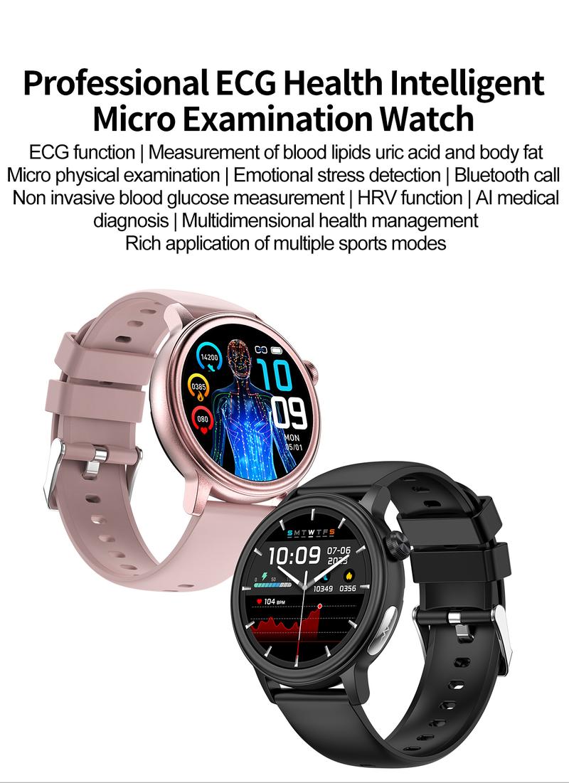 Product Introduction of Jam tangan pintar Non-Invasive Blood Glucose Blood Lipid Uric Acid Smartwatch ECG Body Temperature Blood Pressure Monitoring Untuk Pria Wanita Bluetooth Call Tahan air Bracelet VS ET481 ET310 ET470 2