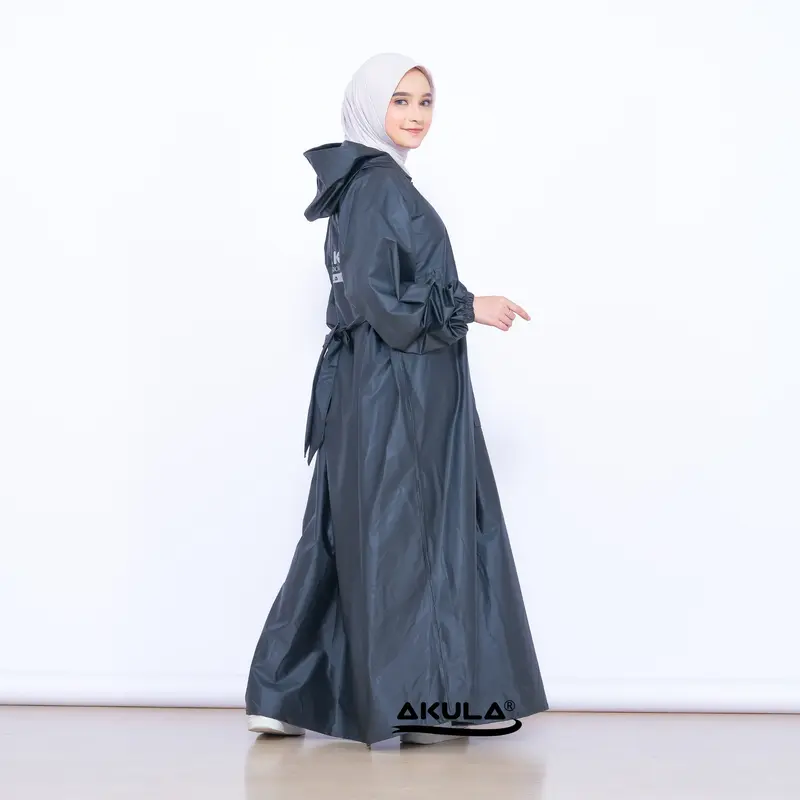 Akula Jas Hujan Gamis Wanita Dewasa Bahan Tebal Awet Anti Rembes 4