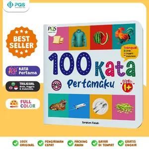 100 KATA PERTAMAKU -.-.-.-. Trilingual tiga bahasa balita-bergambar-islami-  anak-  bayi kata buku edukasi speech delay