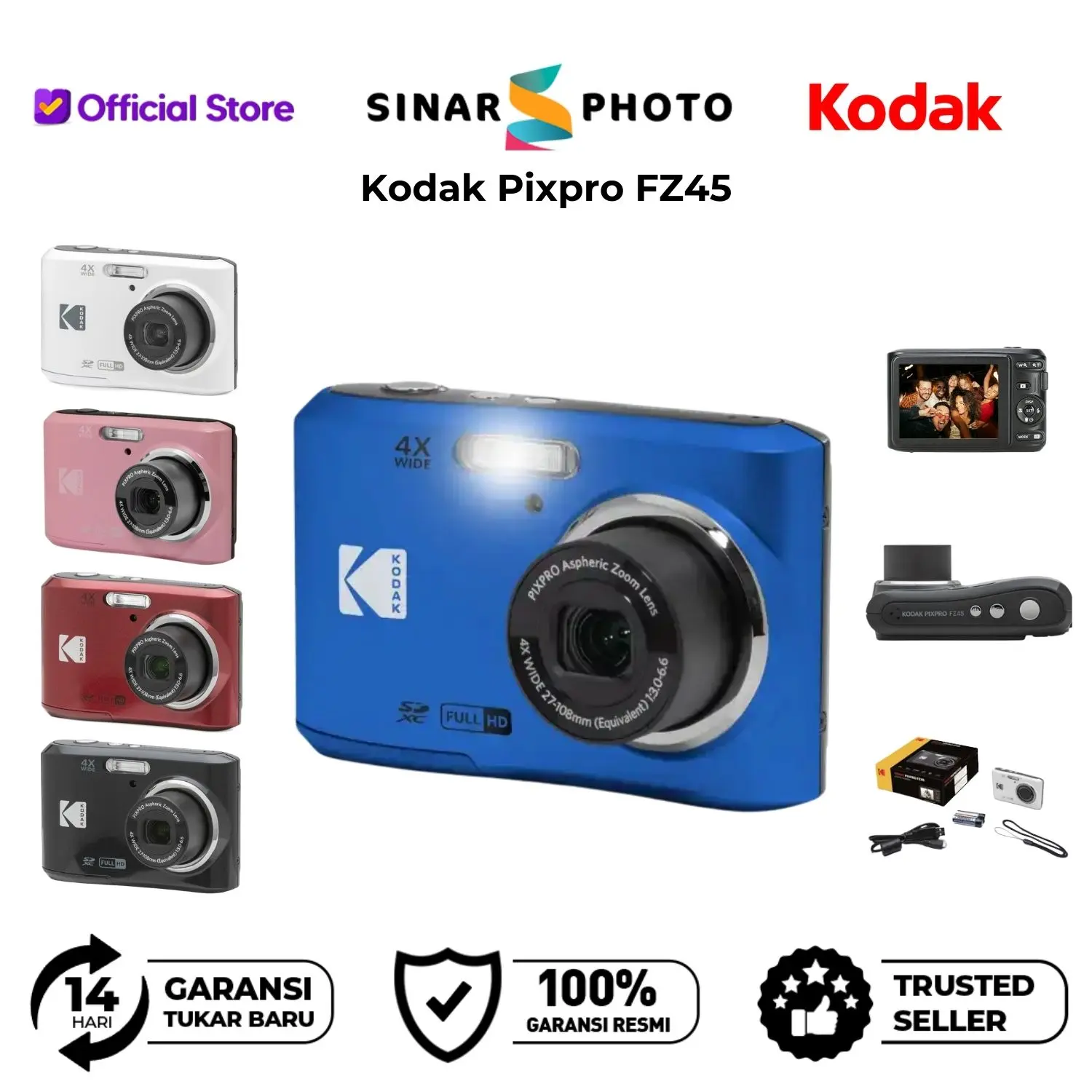 Kodak PIXPRO FZ45 Compact Digital Camera Pocket Kodak Pixpro FZ 45 Digicam Kamera Poket Garansi Resmi