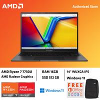 Gambar ASUS Vivobook 14 M1405YA VIPS751M Ryzen 7 7730U 16GB 512GB W11 OHS Microsoft 365 Basic - Black, 16GB dari AMD Authorized Jakarta Timur Kota Administrasi Jakarta Timur 1 Tokopedia