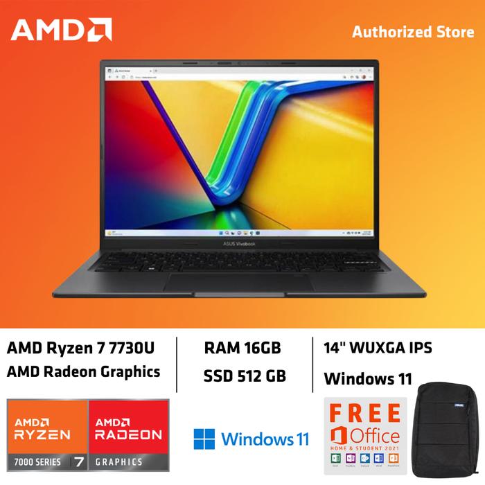 Gambar ASUS Vivobook 14 M1405YA VIPS751M Ryzen 7 7730U 16GB 512GB W11 OHS Microsoft 365 Basic - Black, 16GB dari AMD Authorized Jakarta Timur Kota Administrasi Jakarta Timur Tokopedia