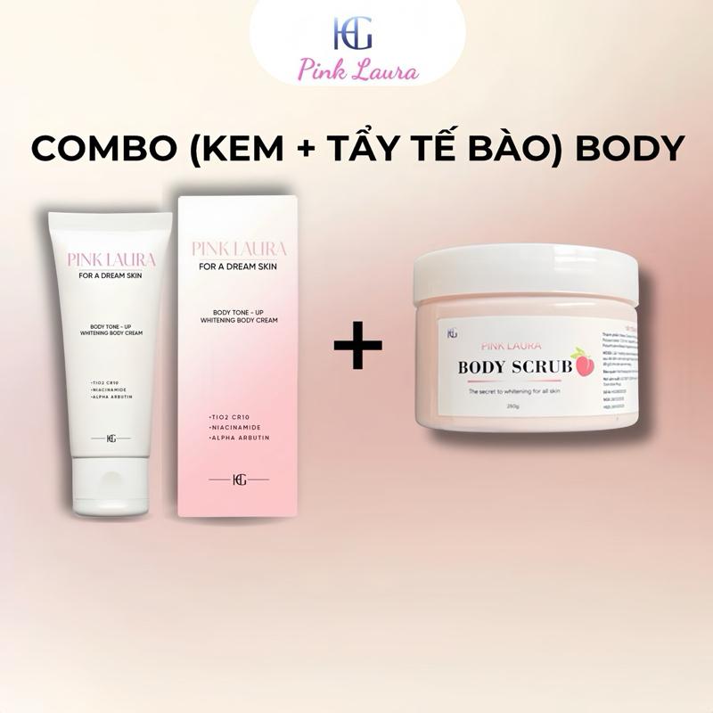 Combo kem body + tẩy tế bào chết Pink Laura.