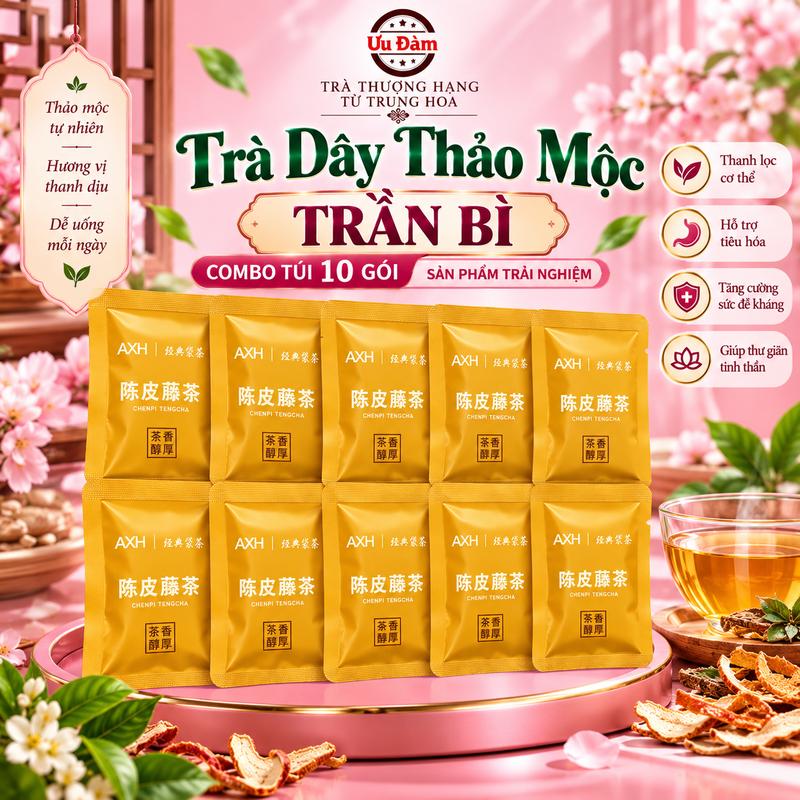 Trà Dây Trần Bì Thảo Mộc Dạng Viên Nén 6g/Gói, Combo 10 Gói Trải Nghiệm, Trà Dây Kết Hợp Trần Bì Thơm Dịu, Thanh Vị, Tiện Pha Nóng Lạnh, Dễ Mang Theo, Thức Uống Thảo Mộc Dùng Hằng Ngày