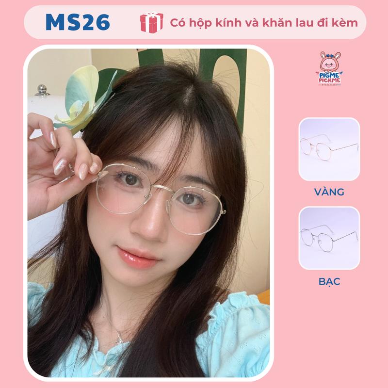 Gọng kính cận nữ mắt tròn chất liệu kim loại mảnh chắc chắn phong cách thời trang, dễ đeo MS26