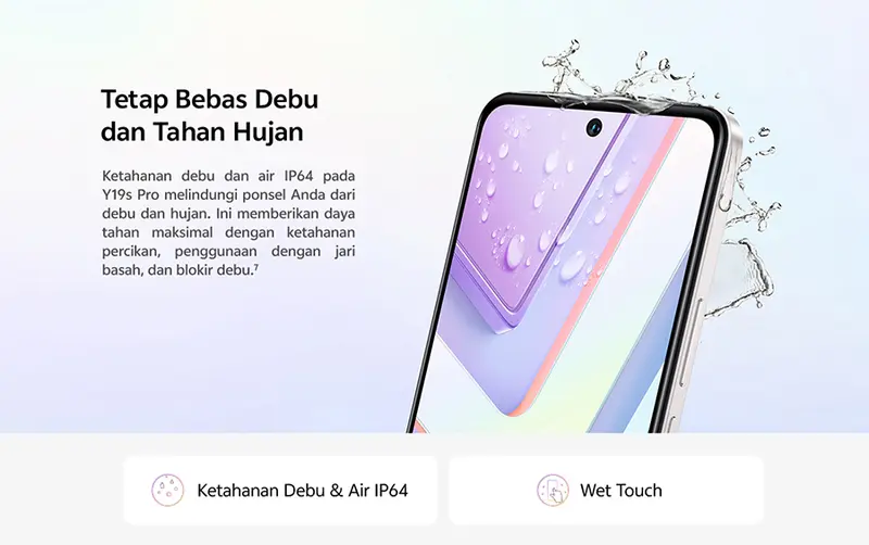 vivo Y19s Pro - 6000mAh + 44W FlashCharge, Tahan Banting Ekstrem, Tahan Hujan IP64, Dual Stereo Speaker, 50MP Kamera Utama, AI Erase 2.0